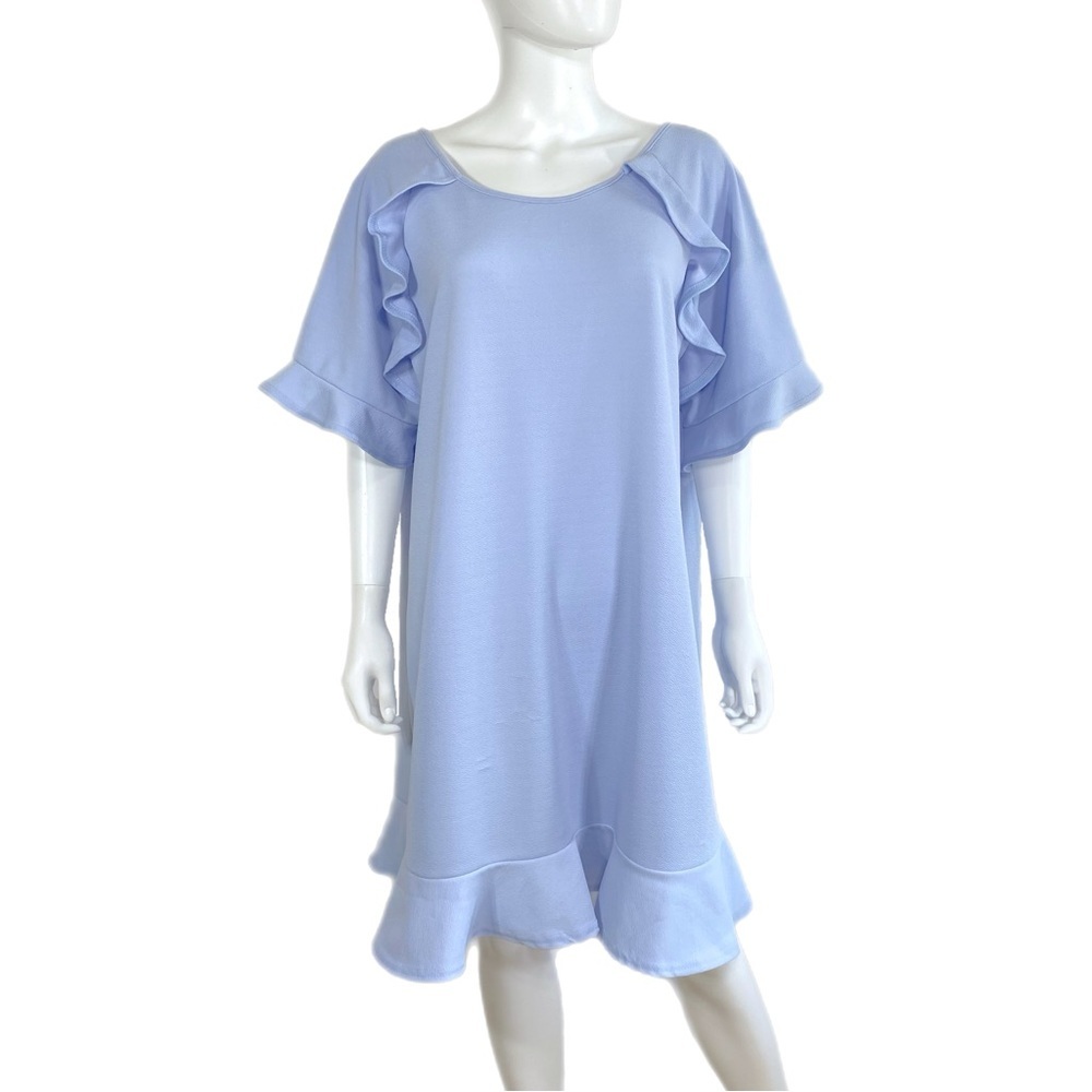 Boohoo Sky Blue Plus Ruffle Detail Shift Dress